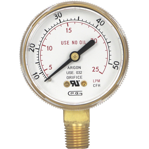 Manom&egrave;tres,  2", 0-50 pi³/h standard, Fixation inf&eacute;rieure, Analogique Brunswick Fyr & Safety