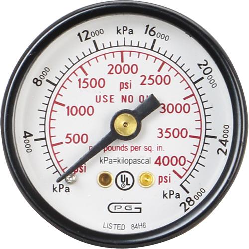 Manom&egrave;tres,  1-1/2", 0 - 4000 psi, Fixation arri&egrave;re, Analogique Brunswick Fyr & Safety