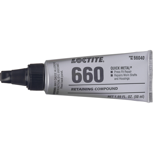 Quick Metal 660 Press Fit Repair Retaining Compound, 50 ml, Tube, Silver Brunswick Fyr & Safety