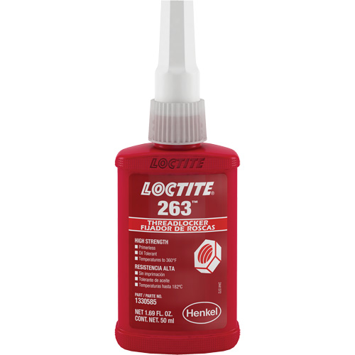 Threadlocker 263 Rapid Cure, Red, High, 50 ml, Bottle Brunswick Fyr & Safety