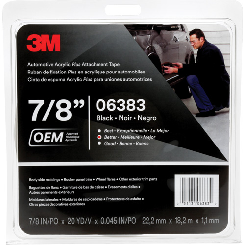 3M Automotive Acrylic Tape, 18 M (60') L x 22 mm (7/8") W, 45 mils, Acrylic Brunswick Fyr & Safety