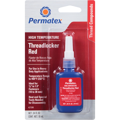 High Temperature Threadlocker, Red, High, 10 ml, Bottle Brunswick Fyr & Safety