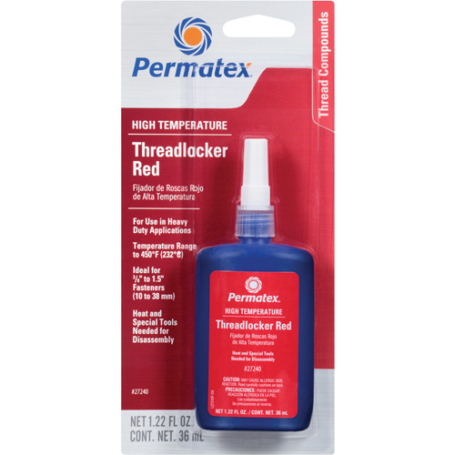 High Temperature Threadlocker, Red, High, 36 ml, Bottle Brunswick Fyr & Safety