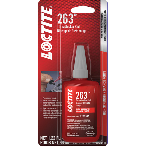 263 Threadlocker, Red, High, 36 ml, Bottle Brunswick Fyr & Safety