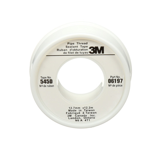 Scotch&reg; Thread Sealant Tape, 480" L x 1/2" W, White Brunswick Fyr & Safety
