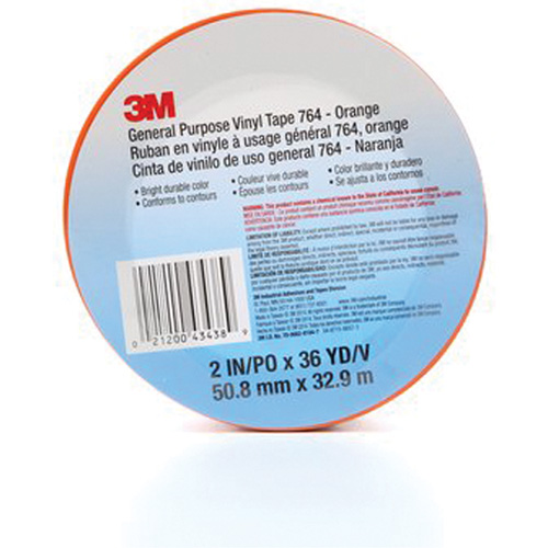 764 General-Purpose Vinyl Tape, 50.8 mm (2") W x 32.9 m (108') L, 5 mils, Orange Brunswick Fyr & Safety