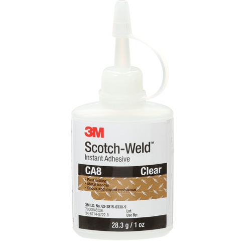 Scotch-Weld Instant Adhesive CA8, Clear, Bottle, 1 oz. Brunswick Fyr & Safety