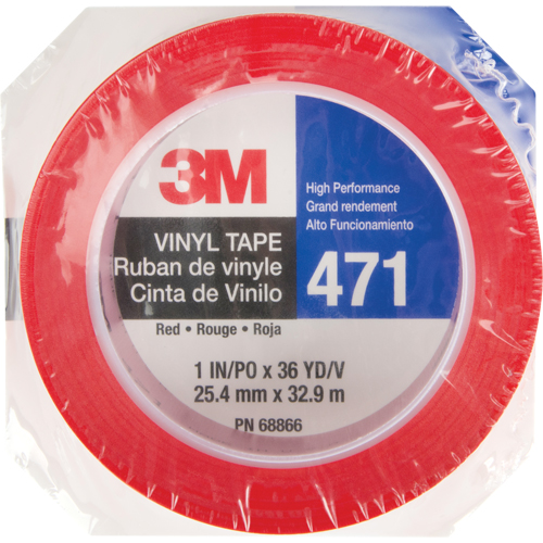 471 Vinyl Tape, 25.4 mm (1") W x 32.9 m (108') L, 5.3 mils, Red Brunswick Fyr & Safety
