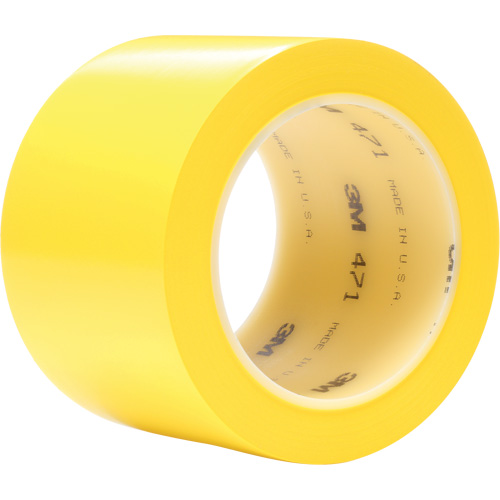 471 Vinyl Tape, 76.2 mm (3") W x 32.9 m (108') L, 5.2 mils, Yellow Brunswick Fyr & Safety