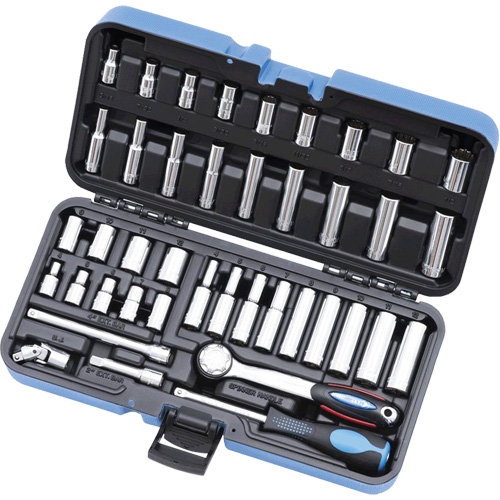 SW1442C-12 SAE/Metric 12-Point Socket Wrench Set, 42 Pcs, 1/4" Drive Size, Deep Brunswick Fyr & Safety