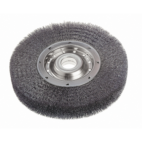 Brosses rotatives &agrave; fils cr&ecirc;p&eacute;s - Face large, 10" dia., Fils 0,0118", Arbre 2" Brunswick Fyr & Safety