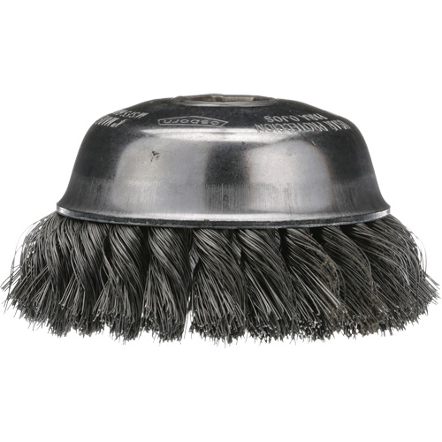 Brosse boisseau &agrave; fil nou&eacute;, 4" dia. x 5/8"-11 arbre Brunswick Fyr & Safety