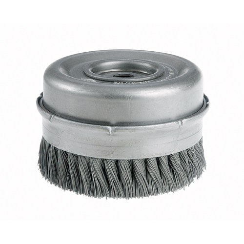 Knot Wire Cup Brushes with Bridle - Heavy-Duty, 4" Dia. x 5/8"-11 Arbor Brunswick Fyr & Safety