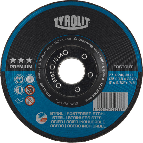 Meule 2-en-1 de premi&egrave;re qualit&eacute;, 7" x 9/32", Arbre 7/8", Type 27 Brunswick Fyr & Safety