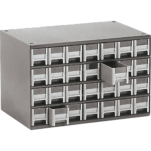 Modular Parts Cabinets, Steel, 28 Drawers, 17" x 10-9/16" x 2-2/16", Grey Brunswick Fyr & Safety