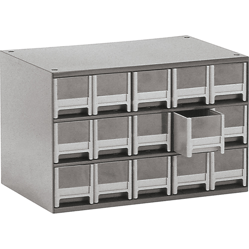 Modular Parts Cabinets, Steel, 15 Drawers, 17" x 10-9/16" x 3-1/16", Grey Brunswick Fyr & Safety