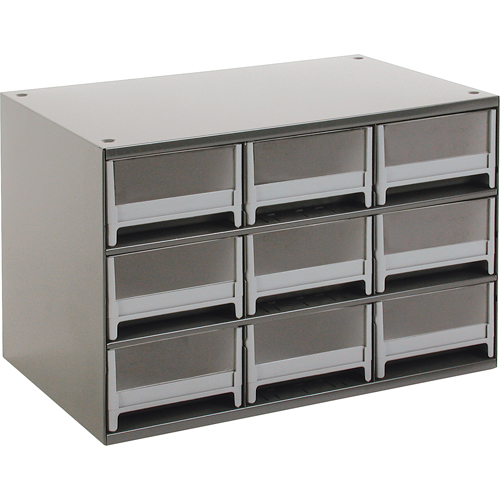 Modular Parts Cabinets, Steel, 9 Drawers, 17" x 10-9/16" x 3-1/16", Grey Brunswick Fyr & Safety