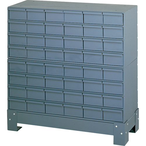 Casiers &agrave; tiroirs industriels avec base, 48 tiroirs, 34-1/8" la x 12-1/4" p x 33-3/4" h, Gris Brunswick Fyr & Safety