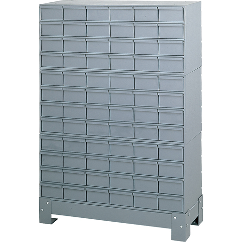 Casiers &agrave; tiroirs industriels avec base, 72 tiroirs, 34-1/8" la x 12-1/4" p x 48-1/8" h, Gris Brunswick Fyr & Safety