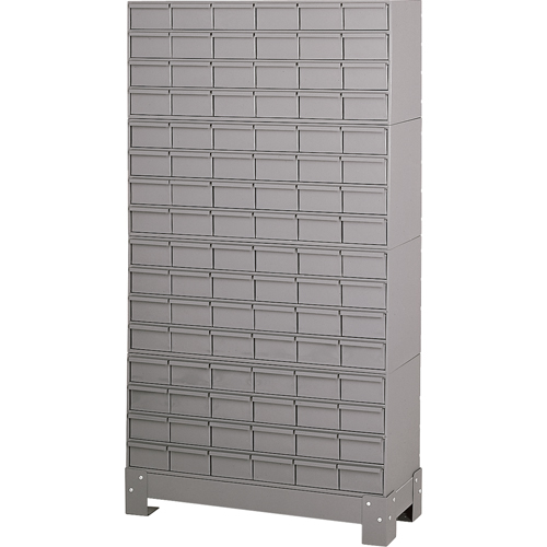 Casiers &agrave; tiroirs industriels avec base, 96 tiroirs, 34-1/8" la x 12-1/4" p x 62-1/2" h, Gris Brunswick Fyr & Safety