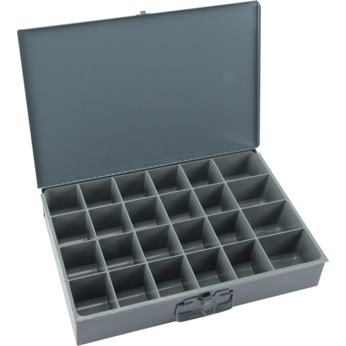 Compartment Scoop Boxes, Steel, 24 Slots, 18" W x 12" D x 3" H, Grey Brunswick Fyr & Safety