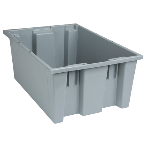 Stack & Nest Totes, 8" x 19.5" x 13.5", Grey Brunswick Fyr & Safety