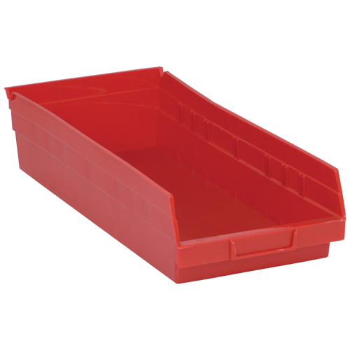 Shelf Bins, 8-3/8" W x 4" H x 17-7/8" D, Red, 40 lbs. Capacity Brunswick Fyr & Safety