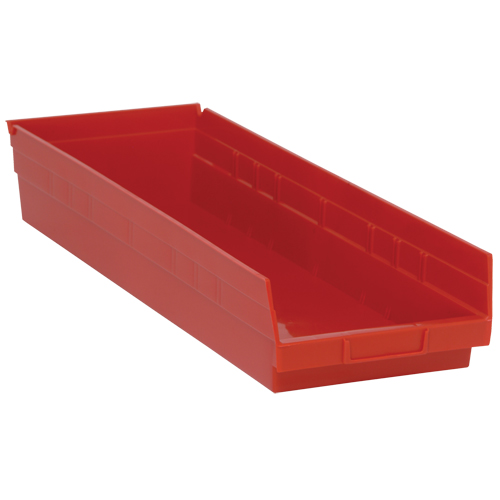 Bacs de rangement pour tablettes, 8-3/8" la x 4" H x 23-5/8" p, Rouge, Capacit&eacute; 50 lb Brunswick Fyr & Safety