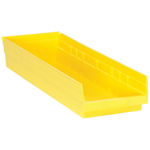 Shelf Bins, 8-3/8" W x 4" H x 23-5/8" D, Yellow, 50 lbs. Capacity Brunswick Fyr & Safety