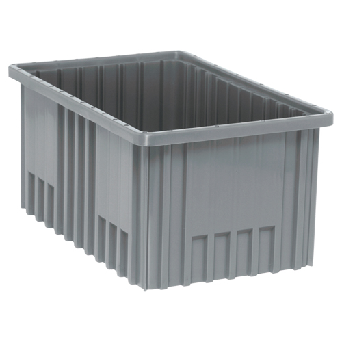 Divider Box&reg; Containers, Plastic, 16.5" W x 10.9" D x 8" H, Grey Brunswick Fyr & Safety