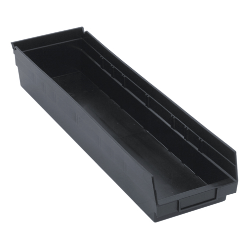 Economy Shelf Bin, 6-5/8" W x 4" H x 23-5/8" D, Black Brunswick Fyr & Safety