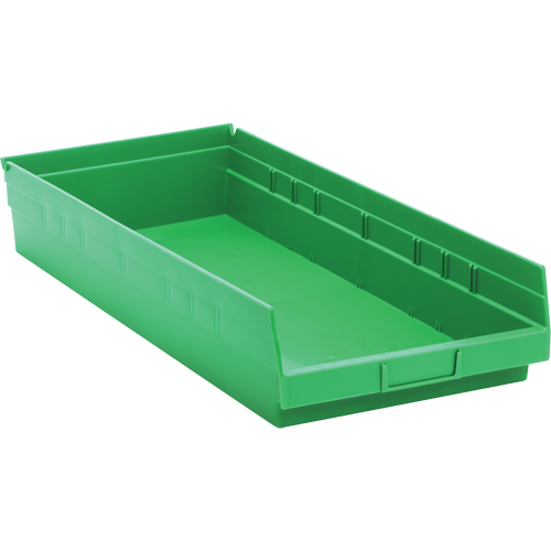 Shelf Bins, 11-1/8" W x 4" H x 23-5/8" D, Green, 50 lbs. Capacity Brunswick Fyr & Safety