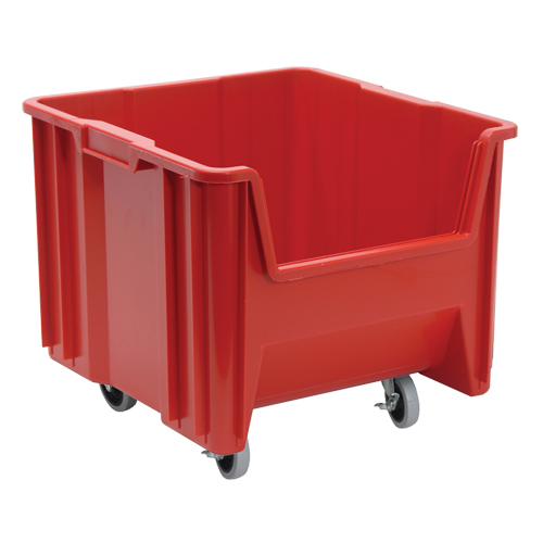 Bac g&eacute;ant mobile empilable, 12-1/2" ha x 16-1/2" la x 17-1/2" p, Capacit&eacute; de 250 lb, Rouge Brunswick Fyr & Safety