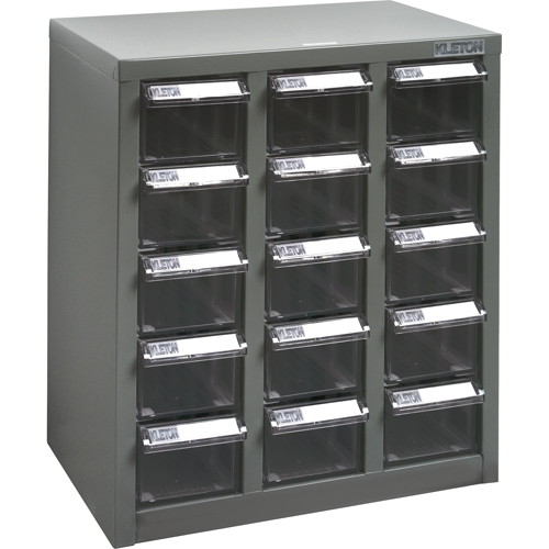KPC-500 Parts Cabinet, Steel, 15 Drawers, 14" x 8-2/3" x 16-1/3", Grey Brunswick Fyr & Safety