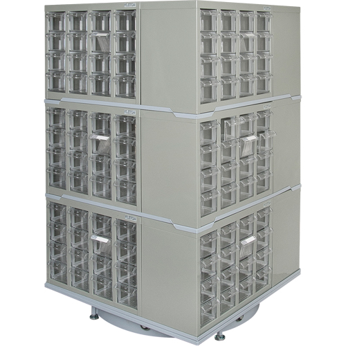Armoire industrielle robuste avec carrousel &agrave; tiroirs, Acier, 192 tiroirs, 27" la x 27" p x 48" h, Gris Brunswick Fyr & Safety
