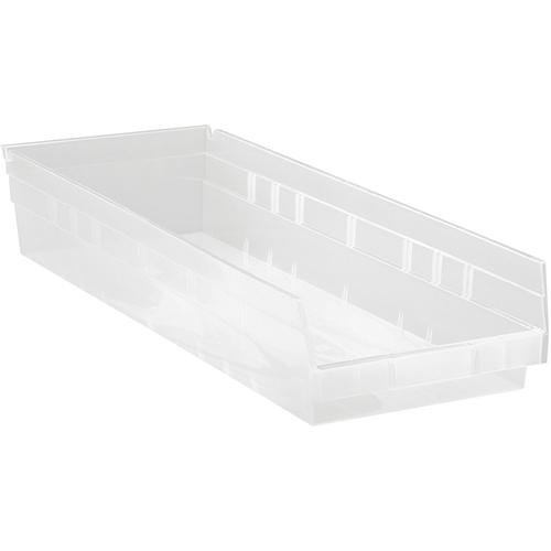 Shelf Bins, 8-3/8" W x 4" H x 23-5/8" D, Clear, 50 lbs. Capacity Brunswick Fyr & Safety