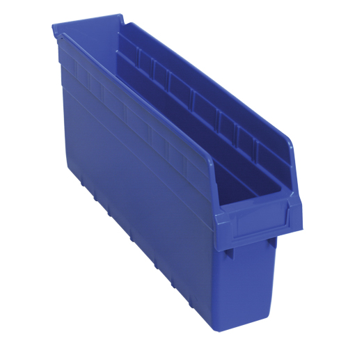 Store-Max Shelf Bins, 4-3/8" W x 8" H x 17-7/8" D, Blue, 56 lbs. Capacity Brunswick Fyr & Safety