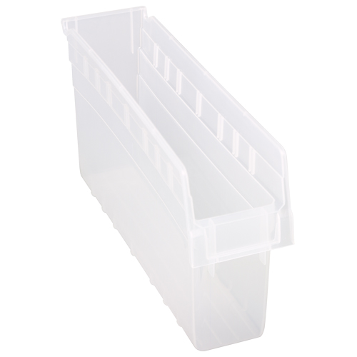 Store-Max Shelf Bins, 4-3/8" W x 8" H x 17-7/8" D, Clear, 56 lbs. Capacity Brunswick Fyr & Safety