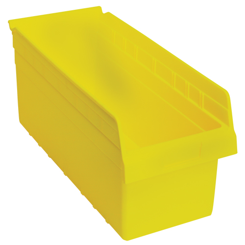 Store-Max Shelf Bins, 8-3/8" W x 8" H x 17-7/8" D, Yellow, 56 lbs. Capacity Brunswick Fyr & Safety