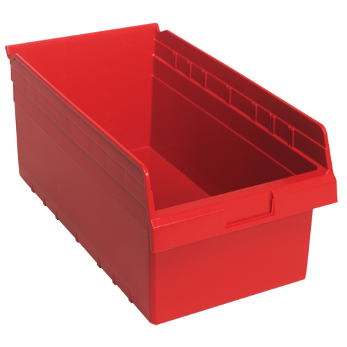 Store-Max Shelf Bins, 11-1/8" W x 8" H x 17-7/8" D, Red, 56 lbs. Capacity Brunswick Fyr & Safety