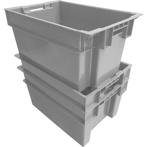 Stack & Nest Container, 16" W x 12" H x 24" D, Grey Brunswick Fyr & Safety