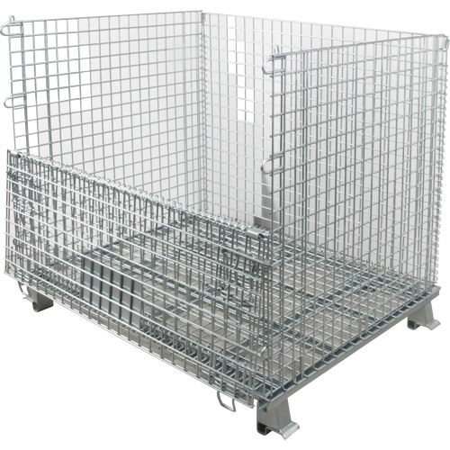 Collapsible Wire Container, 40" W x 48" D x 42" H, 4000 lbs. Capacity Brunswick Fyr & Safety