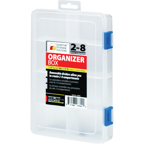 Plastic Compartment Box, 5.5" W x 7.75" D x 1.75" H, 8 Compartments Brunswick Fyr & Safety