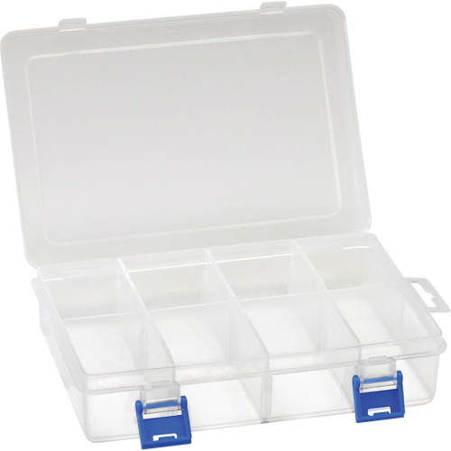 Plastic Compartment Box, 5.5" W x 7.75" D x 1.75" H, 8 Compartments Brunswick Fyr & Safety