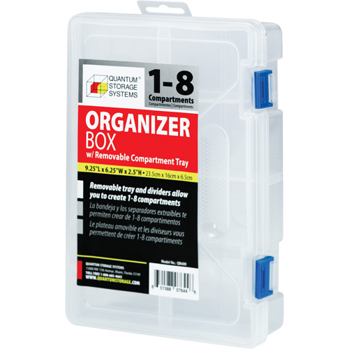 Plastic Compartment Box, 6.25" W x 9.25" D x 2.2" H, 8 Compartments Brunswick Fyr & Safety