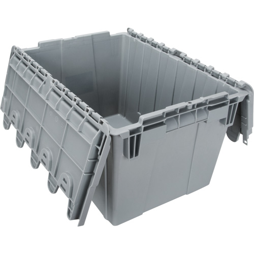 Contenant de distribution en plastique avec dessus basculant, 21,65" x 15,5" x 12,5", Gris Brunswick Fyr & Safety