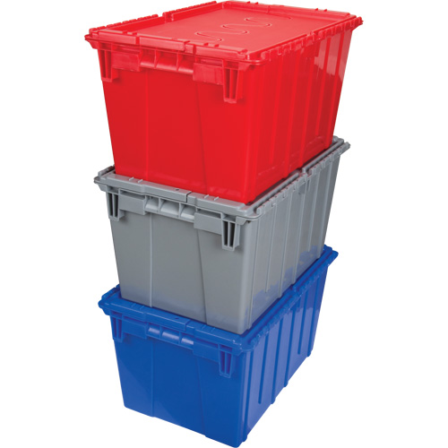 Contenant de distribution en plastique avec dessus basculant, 21,65" x 15,5" x 12,5", Gris Brunswick Fyr & Safety
