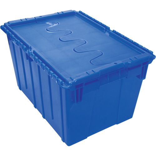 Contenant de distribution en plastique avec dessus basculant, 21,65" x 15,5" x 12,5", Bleu Brunswick Fyr & Safety