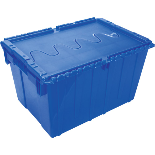 Contenant de distribution en plastique avec dessus basculant, 21,65" x 15,5" x 12,5", Bleu Brunswick Fyr & Safety