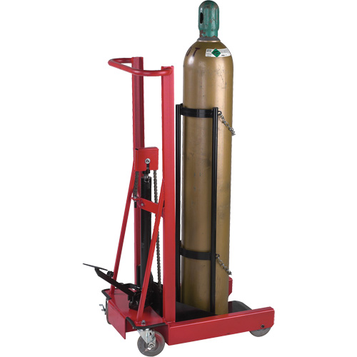 Hydraulic Cylinder Lift, Rubber Wheels, 12" W x 20" L Base, 300 lbs. Brunswick Fyr & Safety